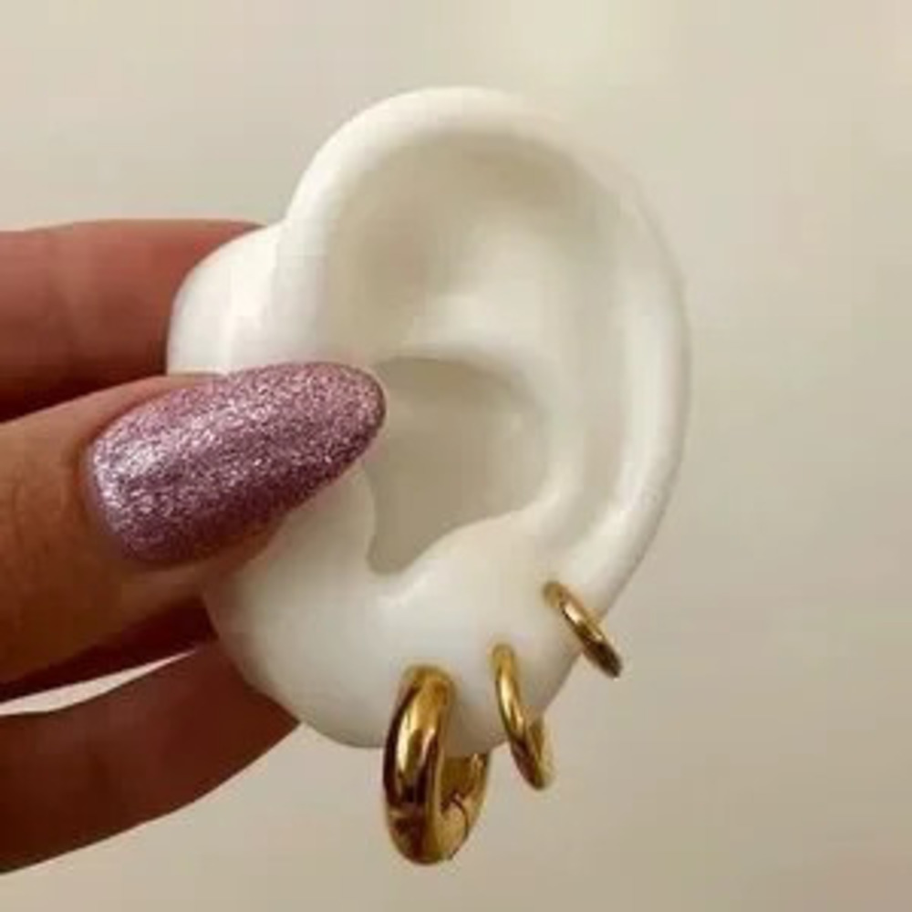 3 pair God Glossy Hoop Earrings